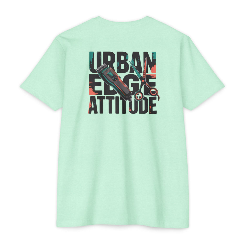 Barber Chair Graphic T‑Shirt — "Urban Edge Attitude" Back Print