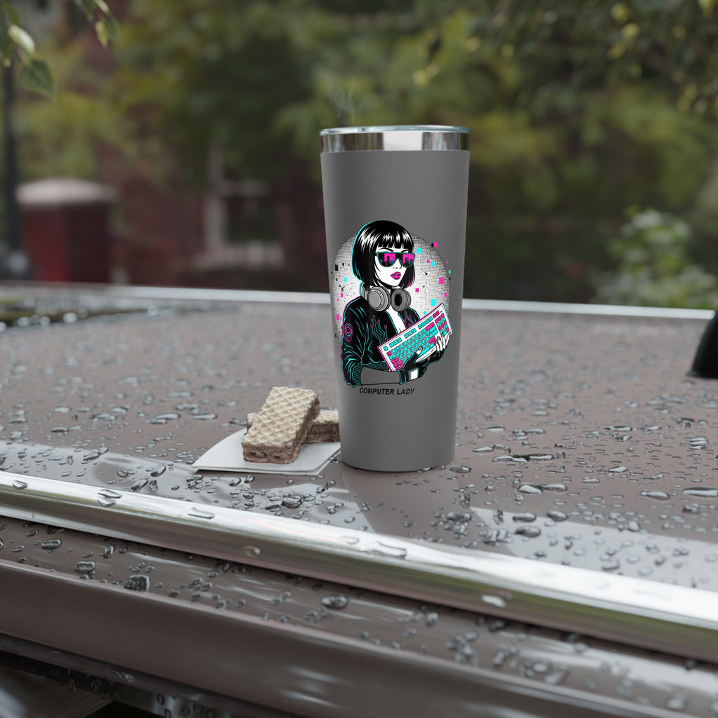 Tumbler — 'Computer Lady' Retro Cyberpunk 22oz Insulated Travel Cup
