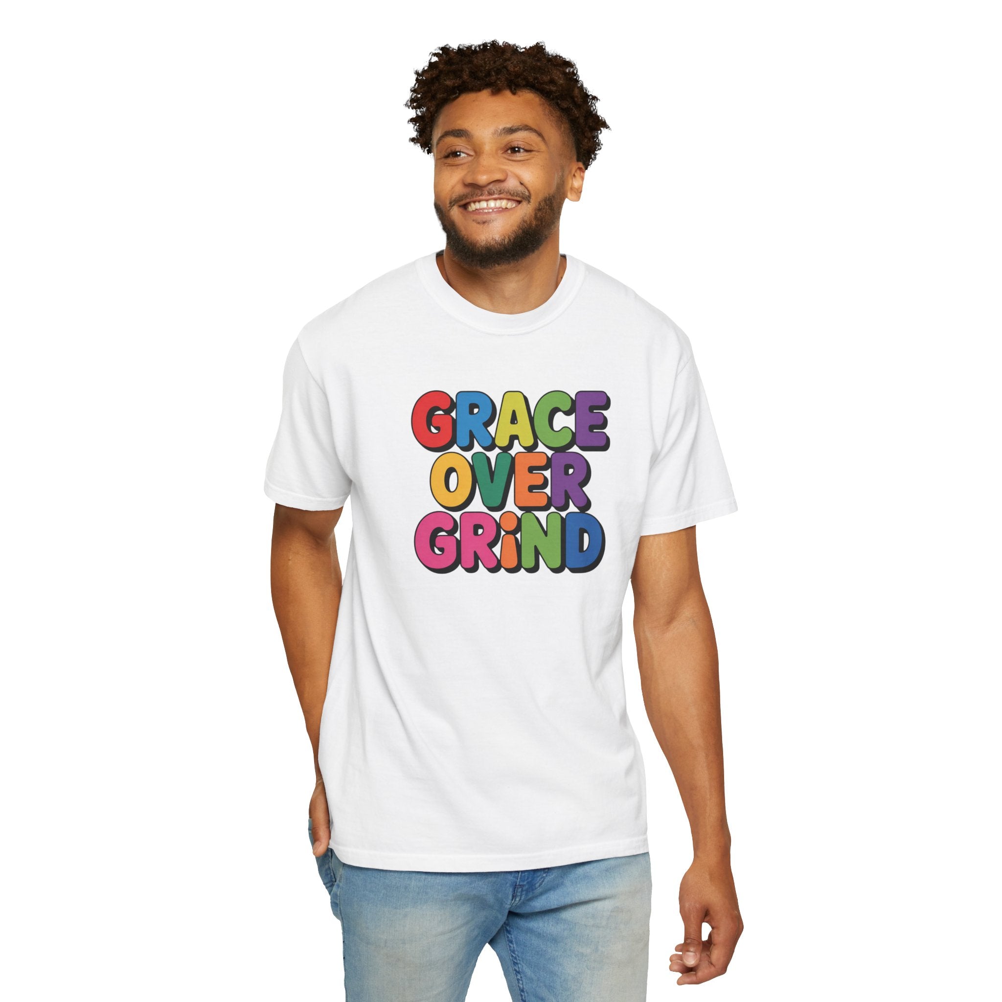 Grace Over Grind T-Shirt — Colorful Positive Faith Tee