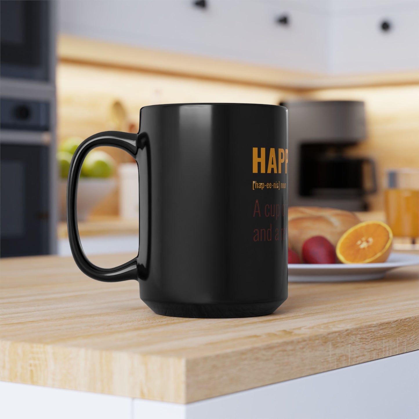 Mug - Happiness Black Mug, 15oz