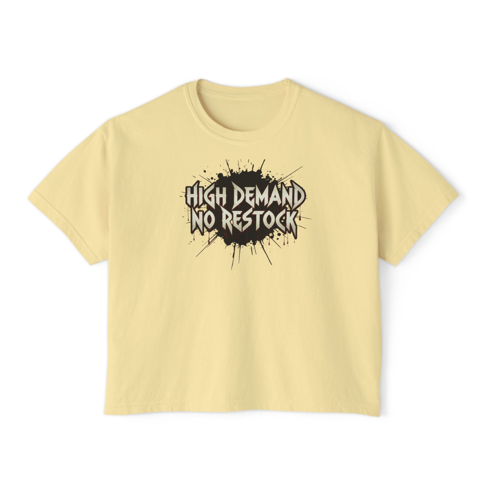 High Demand No Restock Boxy Tee — Women's Graphic Cropped T-Shirt