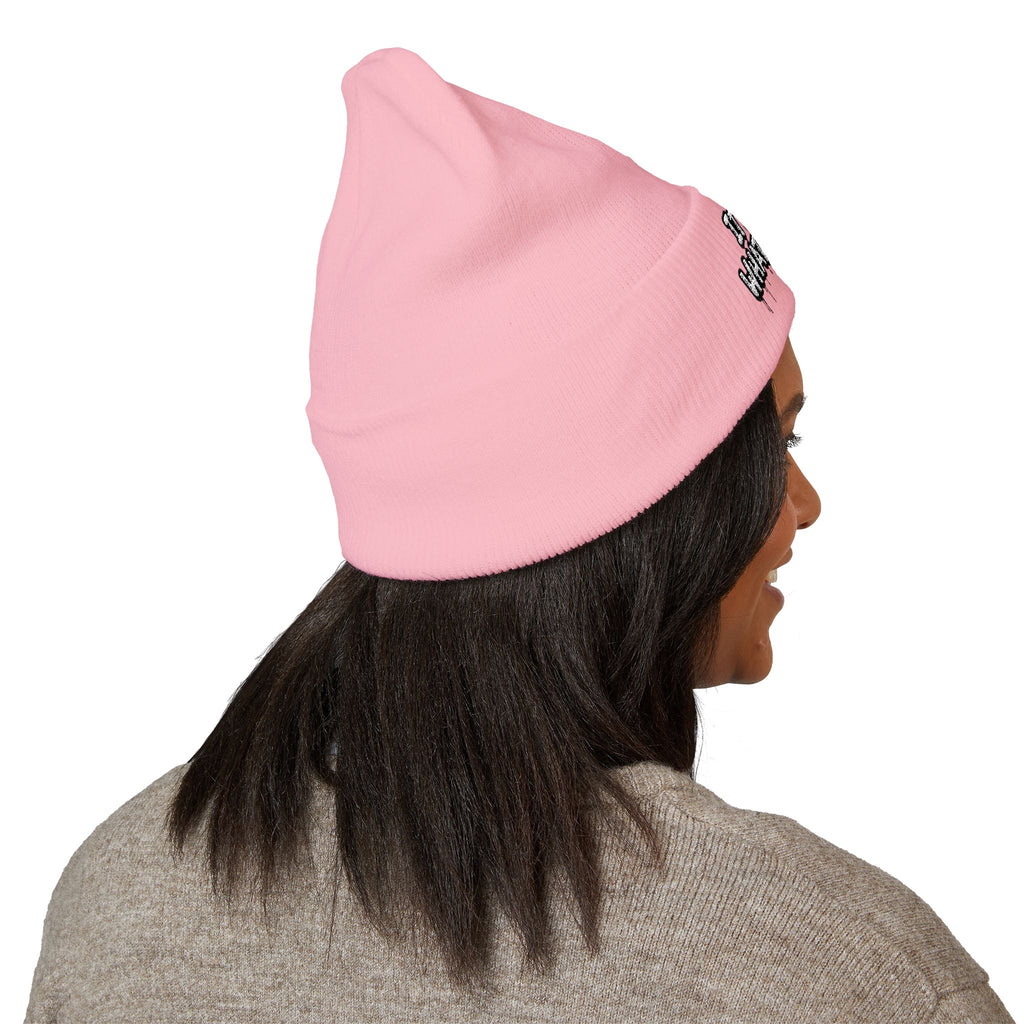 Embroidered 'It's Whatever' Beanie — Blue Butterfly Cuffed Knit Hat