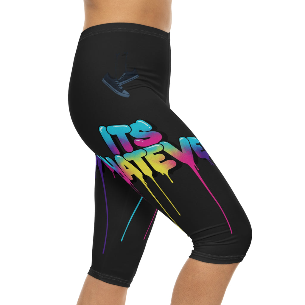 Capri Leggings — Dripping Rainbow Graffiti "Whatever It Is" Capri Leggings