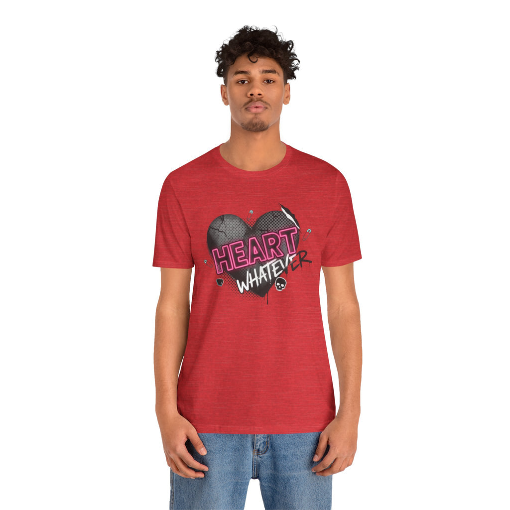 Heart Whatever T-Shirt — Edgy Pink & Black Graphic Tee