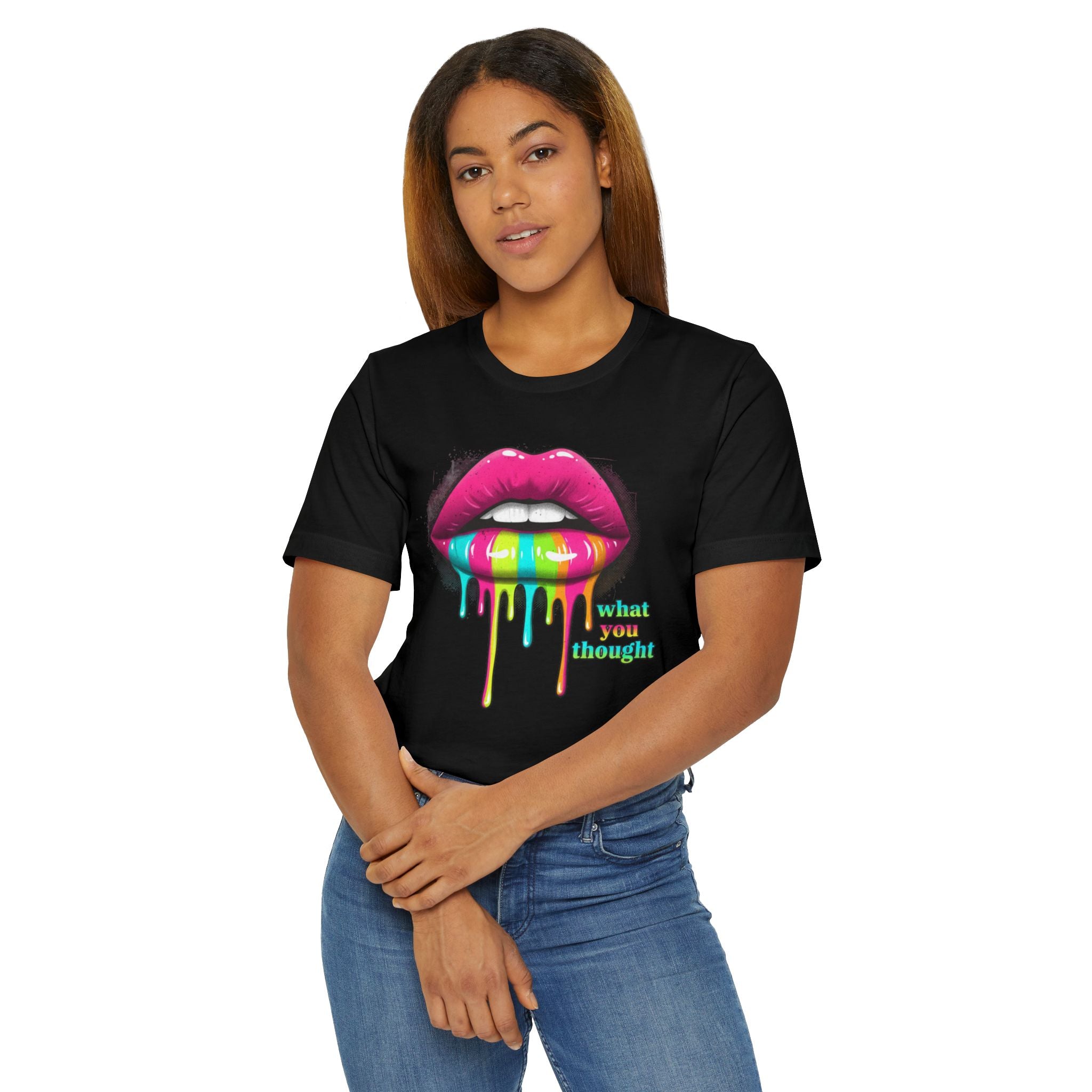 Dripping Rainbow Lips T-Shirt — "What You Thought" Graphic Tee