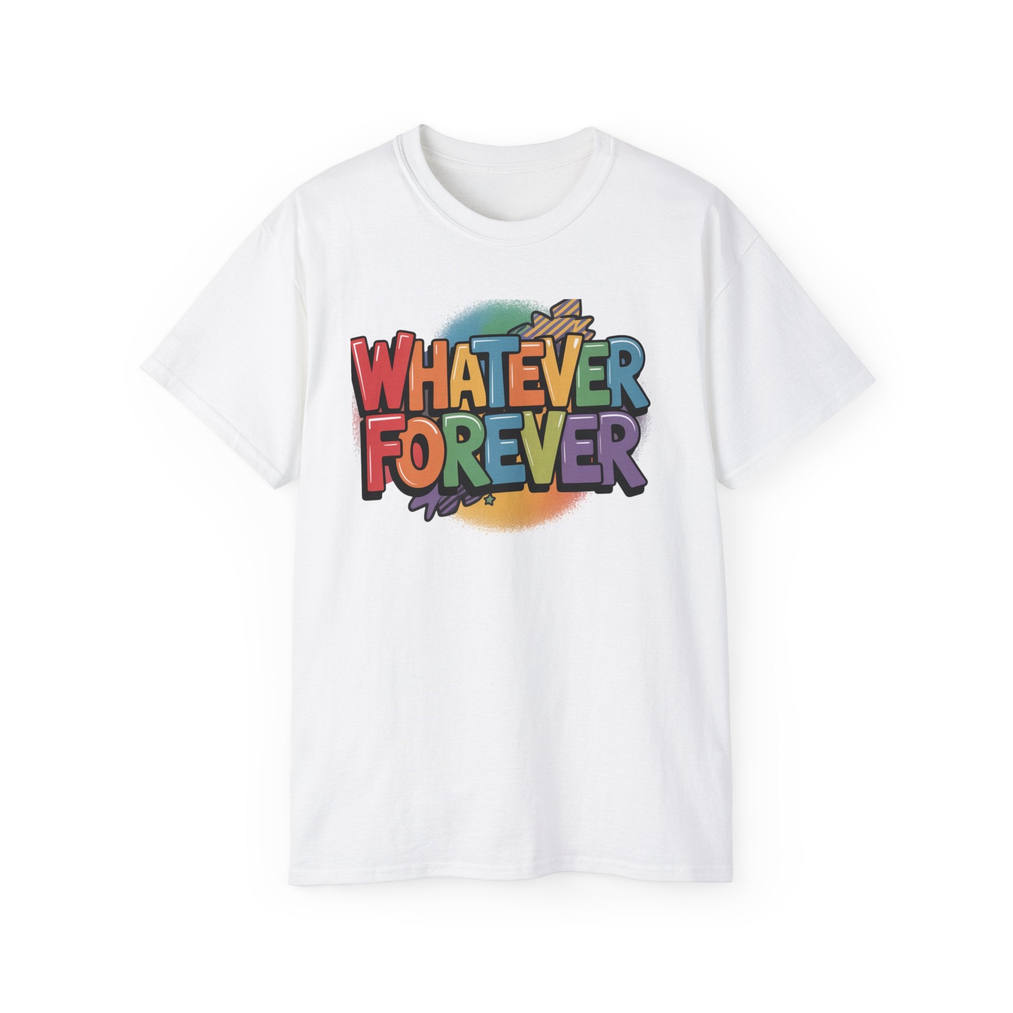 Whatever Forever Graphic Tee — Retro Rainbow Casual T‑Shirt