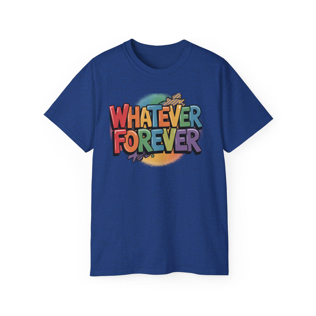 Whatever Forever Graphic Tee — Retro Rainbow Casual T‑Shirt