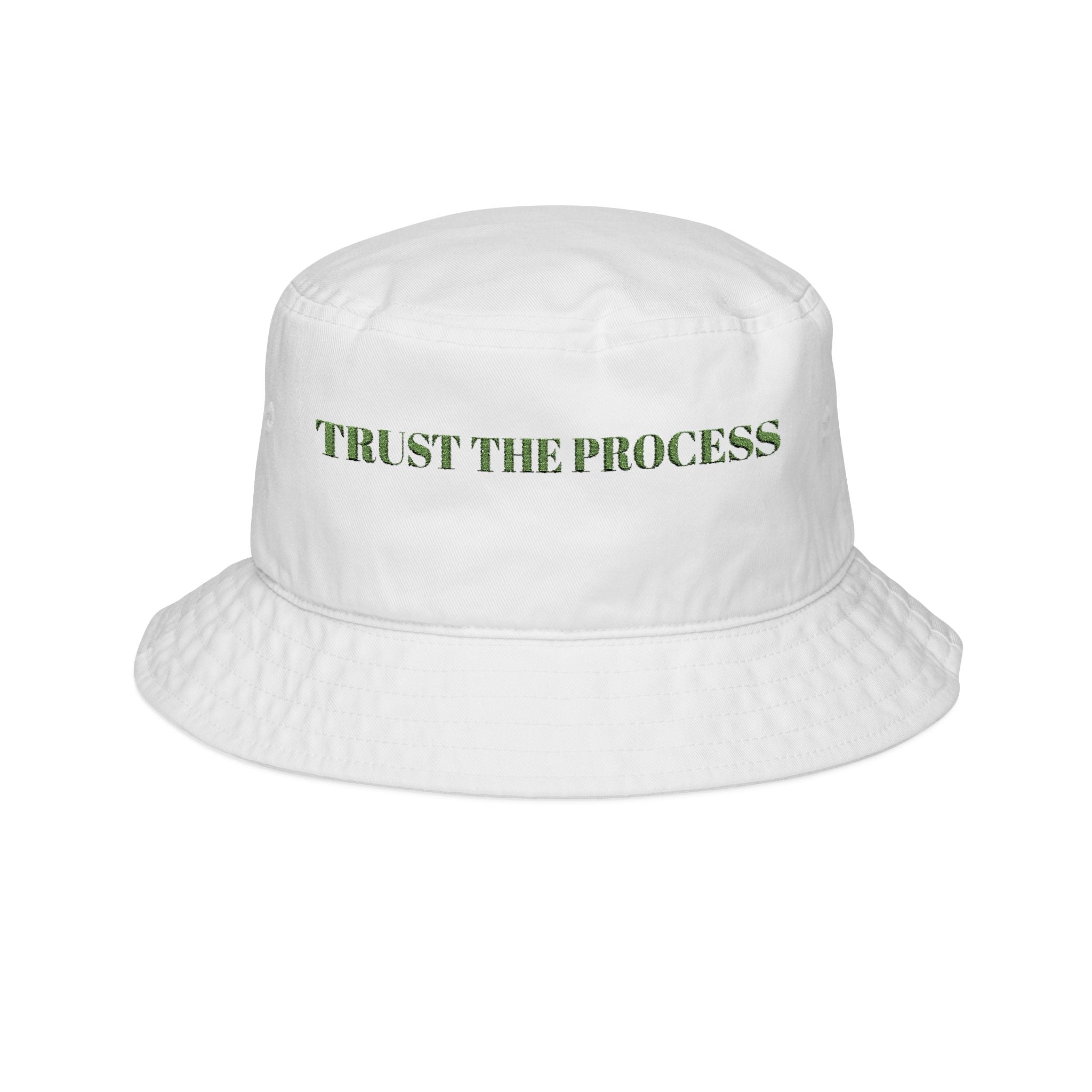 Trust the Process Bucket Hat - Camo Text Embroidered Streetwear Sun Hat