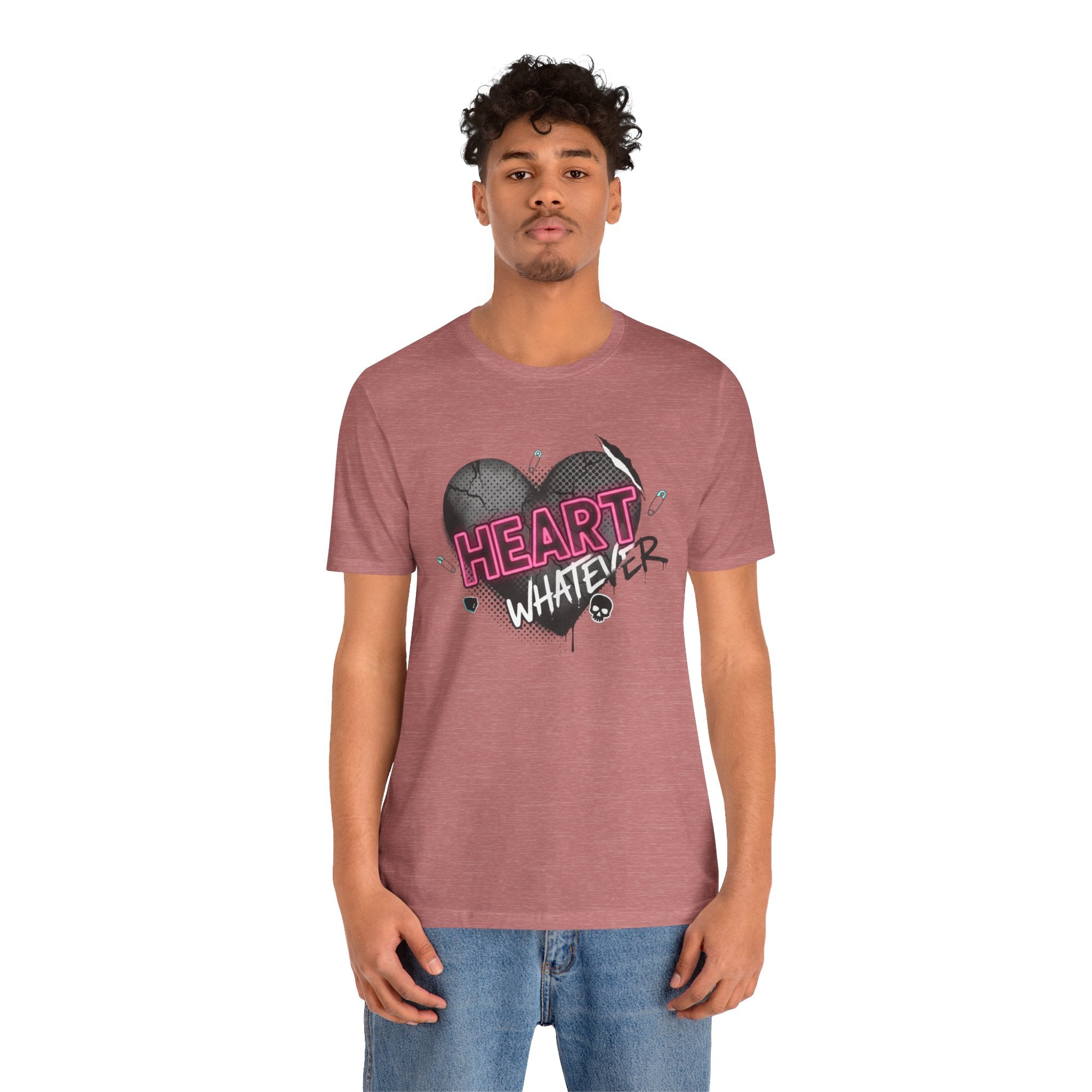 Heart Whatever T-Shirt — Edgy Pink & Black Graphic Tee
