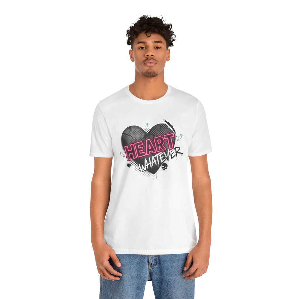 Heart Whatever T-Shirt — Edgy Pink & Black Graphic Tee