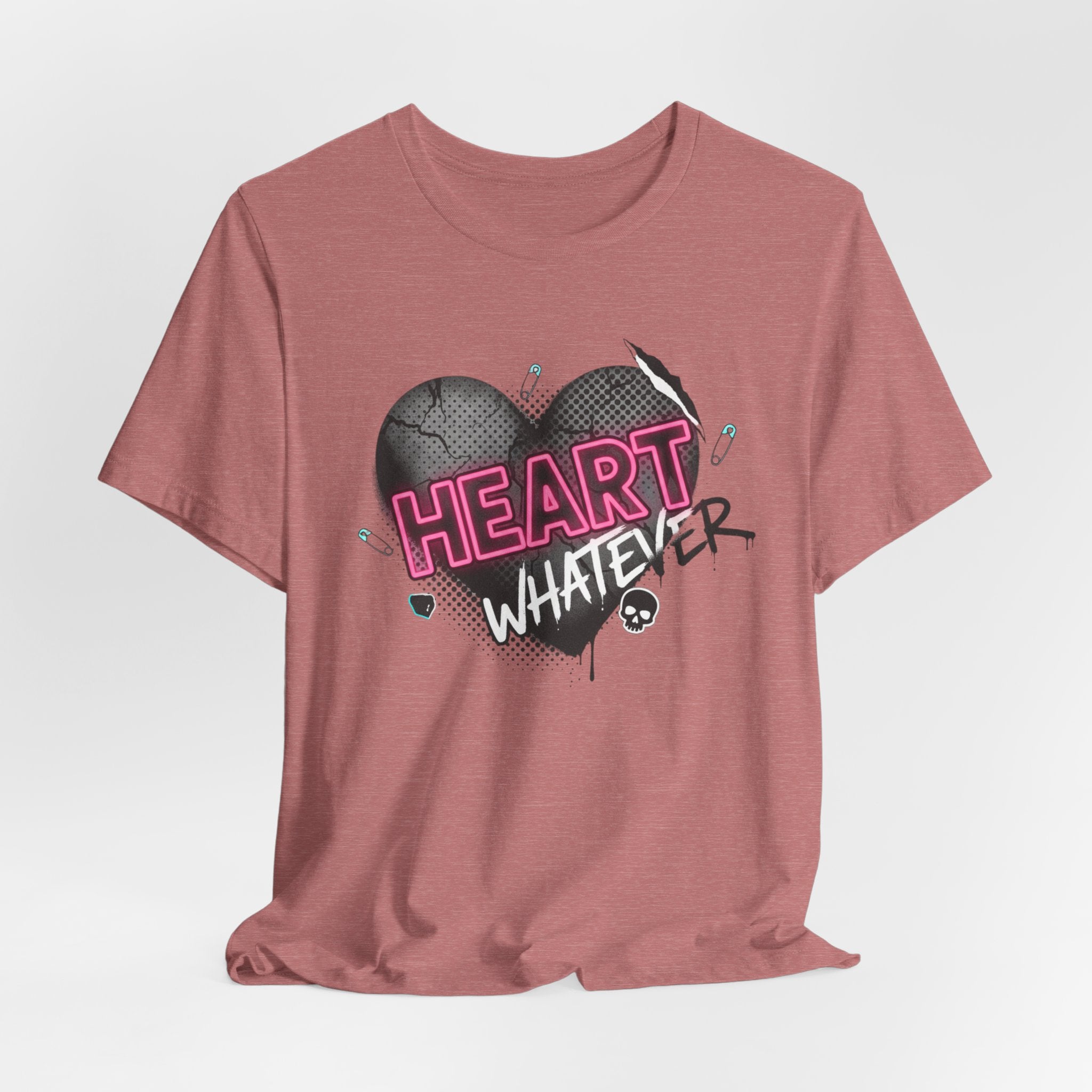 Heart Whatever T-Shirt — Edgy Pink & Black Graphic Tee