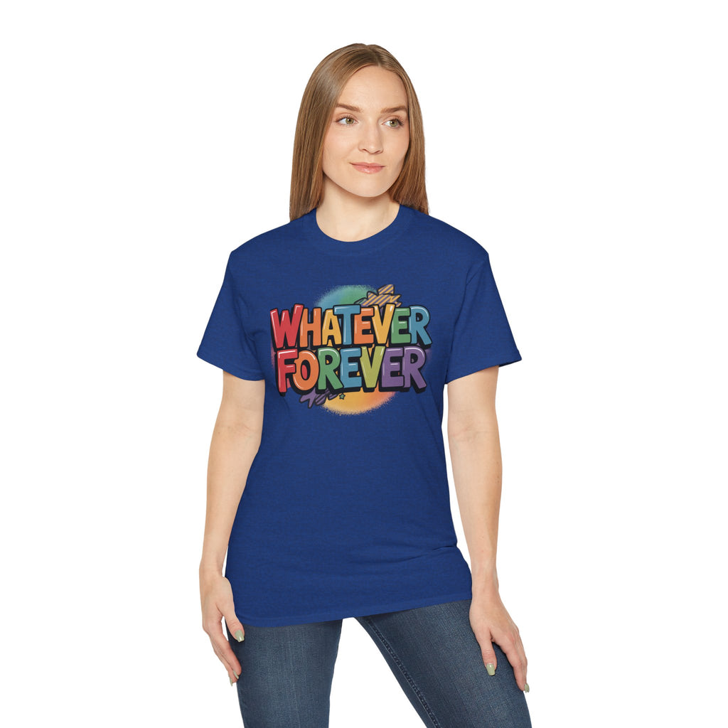 Whatever Forever Graphic Tee — Retro Rainbow Casual T‑Shirt