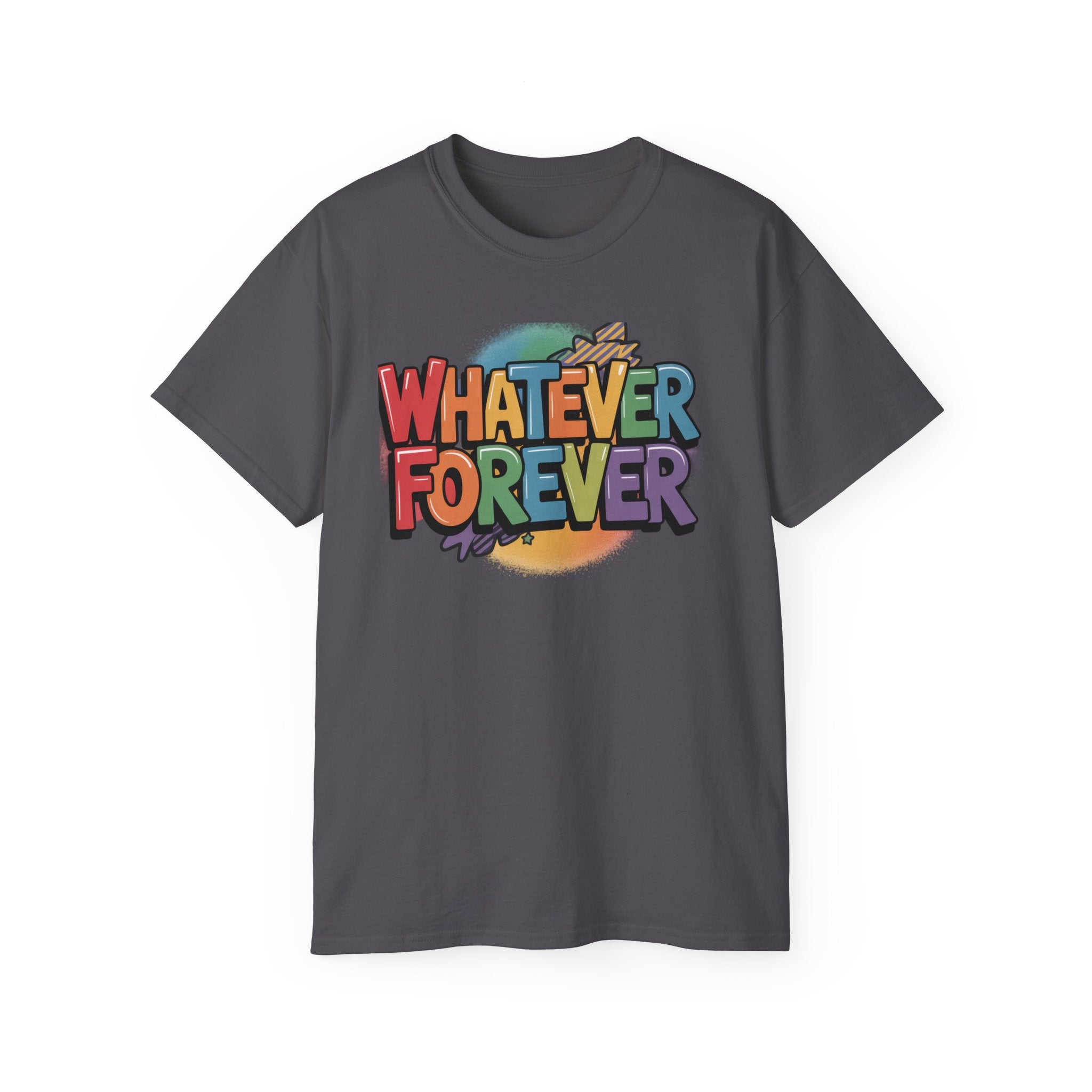 Whatever Forever Graphic Tee — Retro Rainbow Casual T‑Shirt