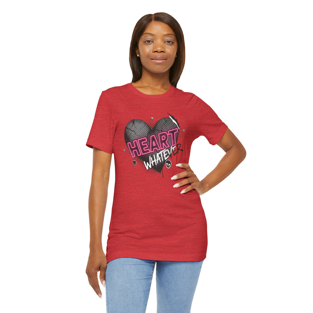 Heart Whatever T-Shirt — Edgy Pink & Black Graphic Tee