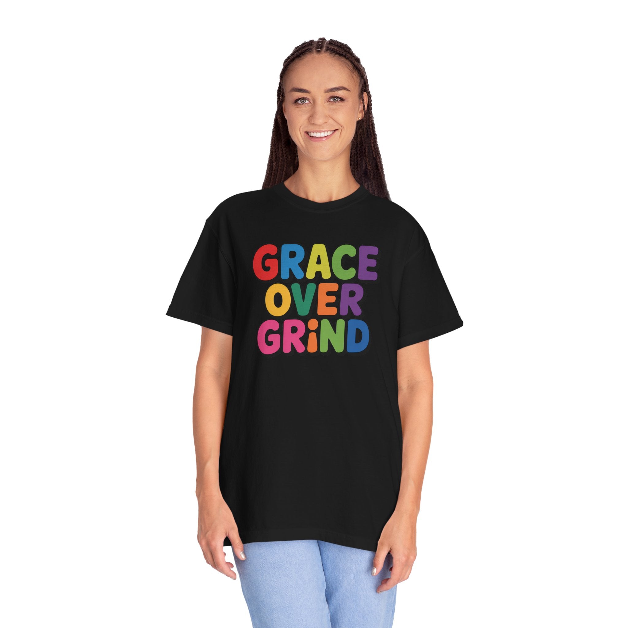Grace Over Grind T-Shirt — Colorful Positive Faith Tee