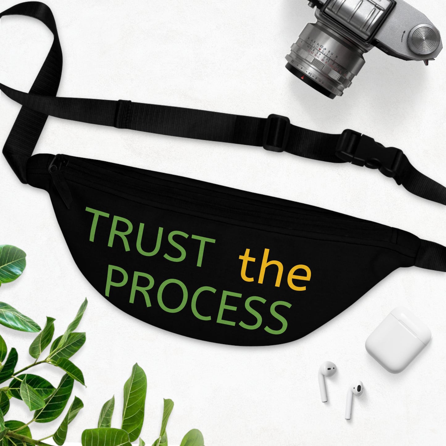 Trust the Process Fanny Pack - Motivational Black Waist Bag for Active Lifestyle and Daily Use