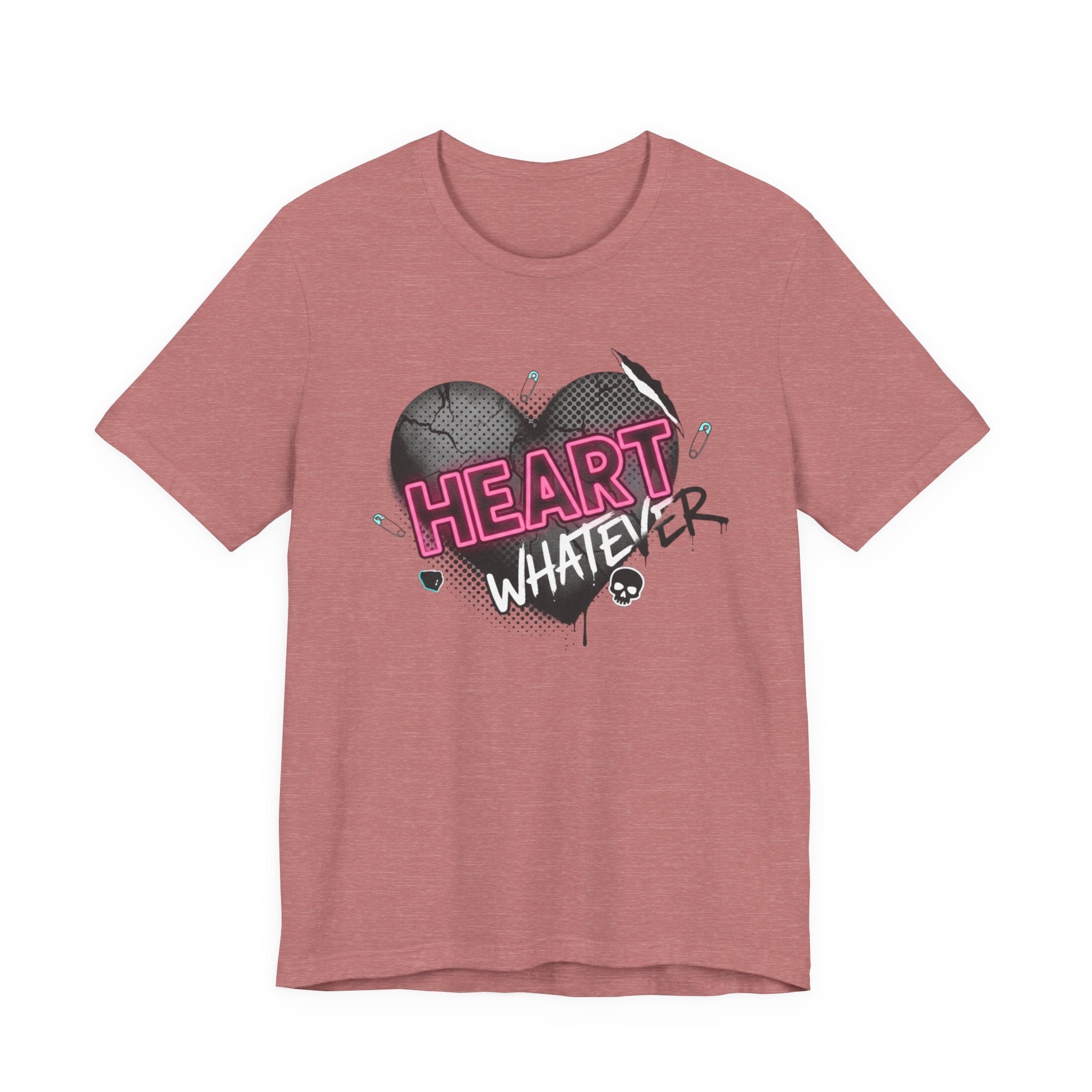 Heart Whatever T-Shirt — Edgy Pink & Black Graphic Tee