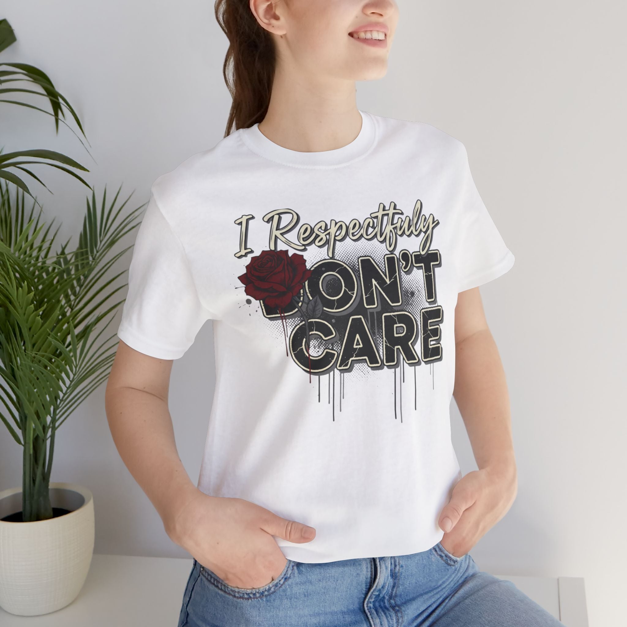 I Respectfully Don't Care Graphic Tee - Edgy Rose Streetwear T-Shirt