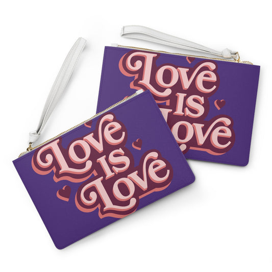 Love is Love Clutch Bag - Trendy Purple Pouch for Celebrating Pride and Love