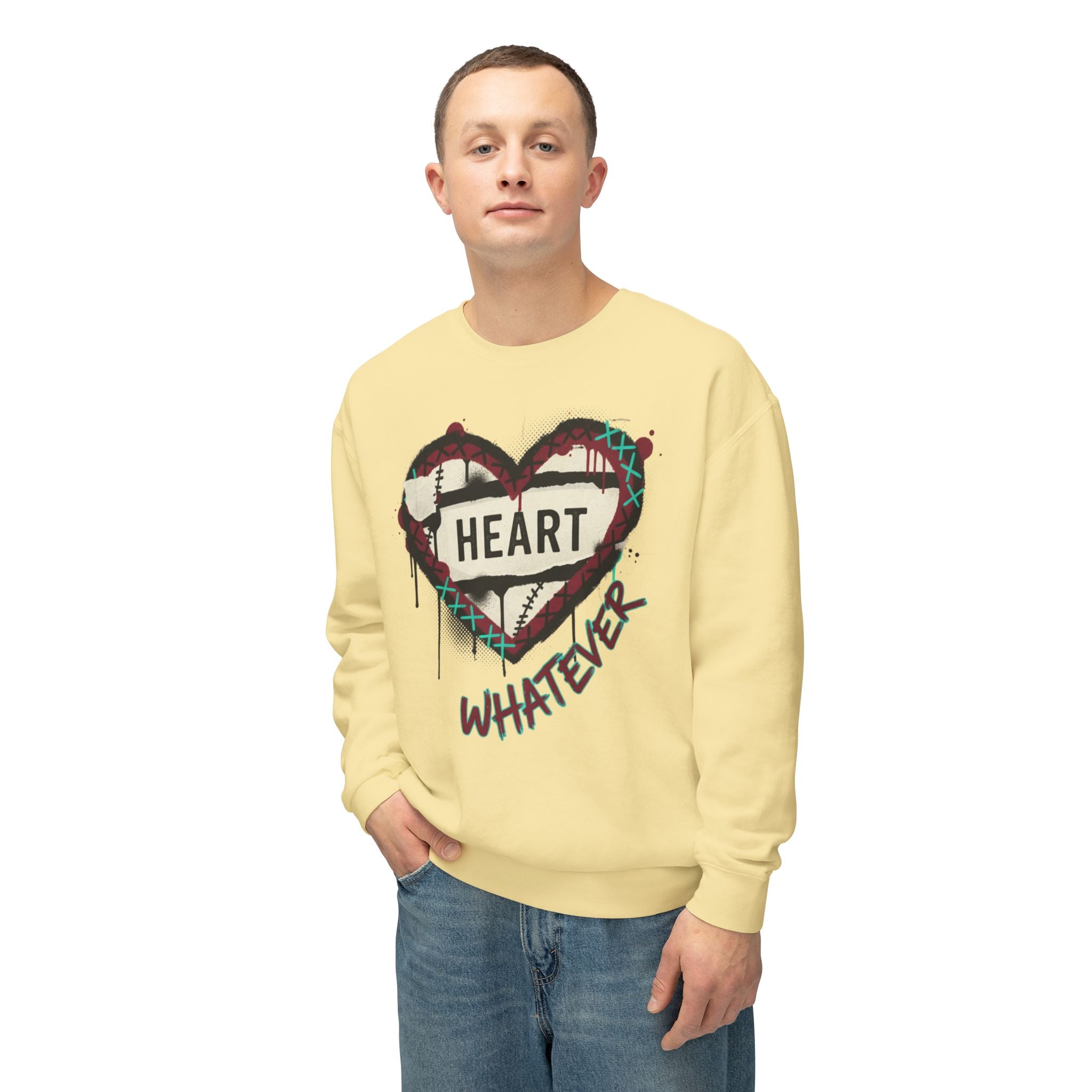 Crewneck Sweatshirt — Graffiti Heart “Heart Whatever” Streetwear