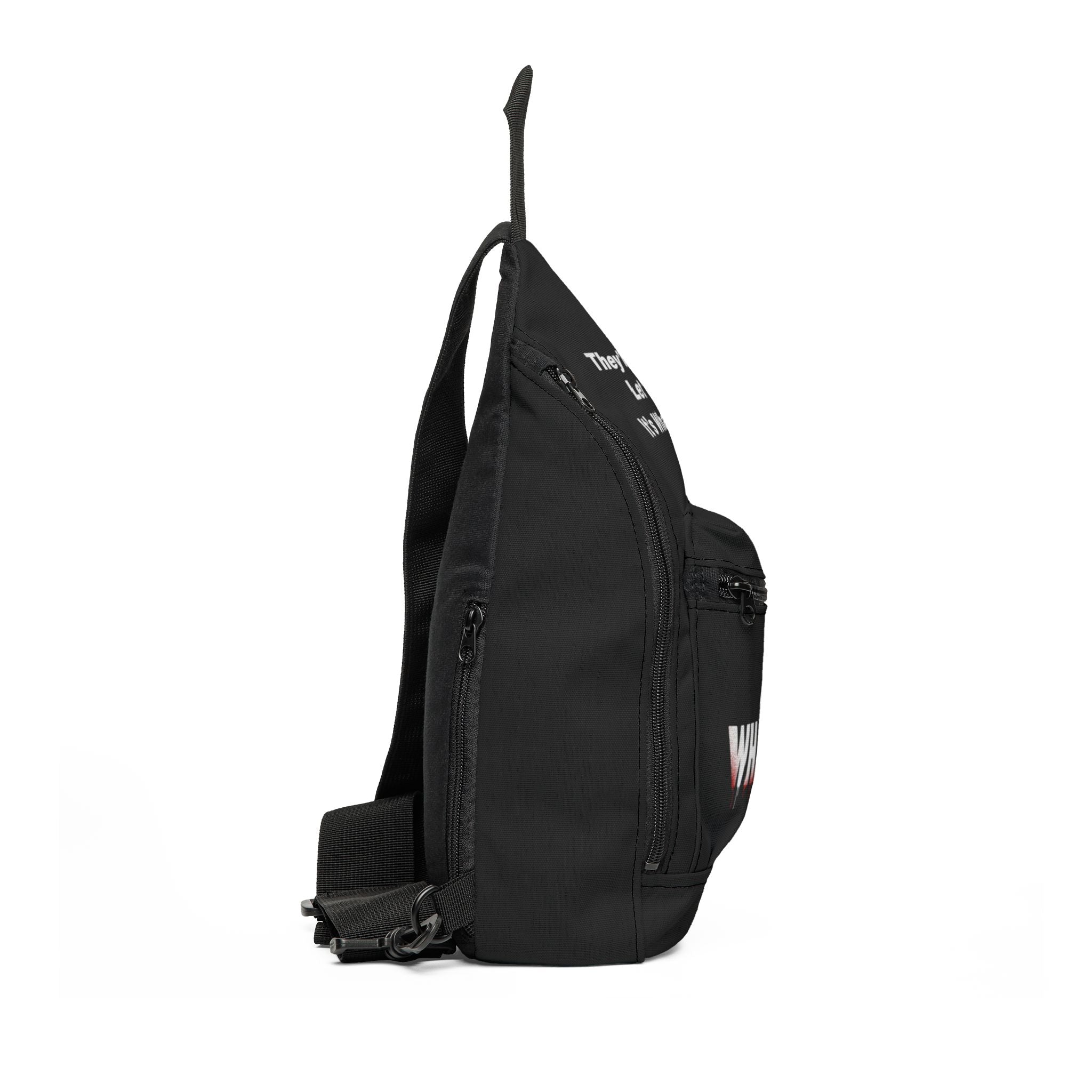 Black Drip Slogan Sling Bag