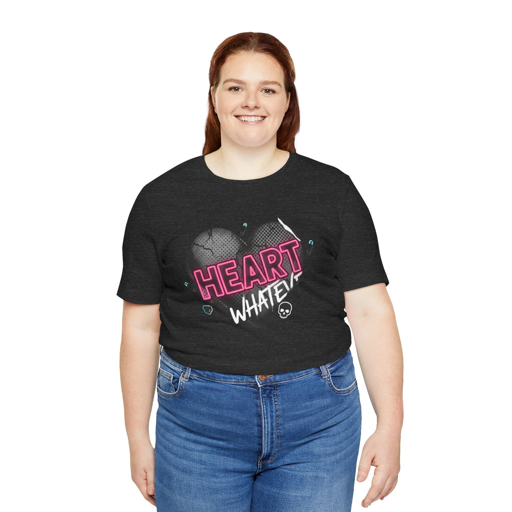 Heart Whatever T-Shirt — Edgy Pink & Black Graphic Tee