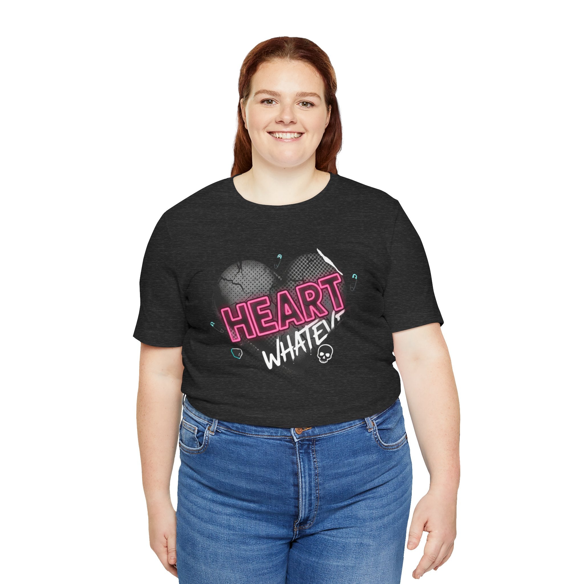 Heart Whatever T-Shirt — Edgy Pink & Black Graphic Tee