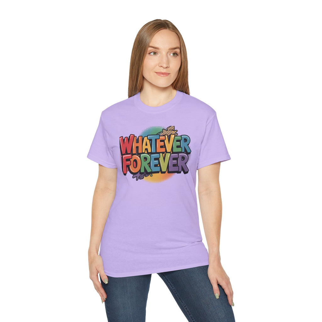 Whatever Forever Graphic Tee — Retro Rainbow Casual T‑Shirt
