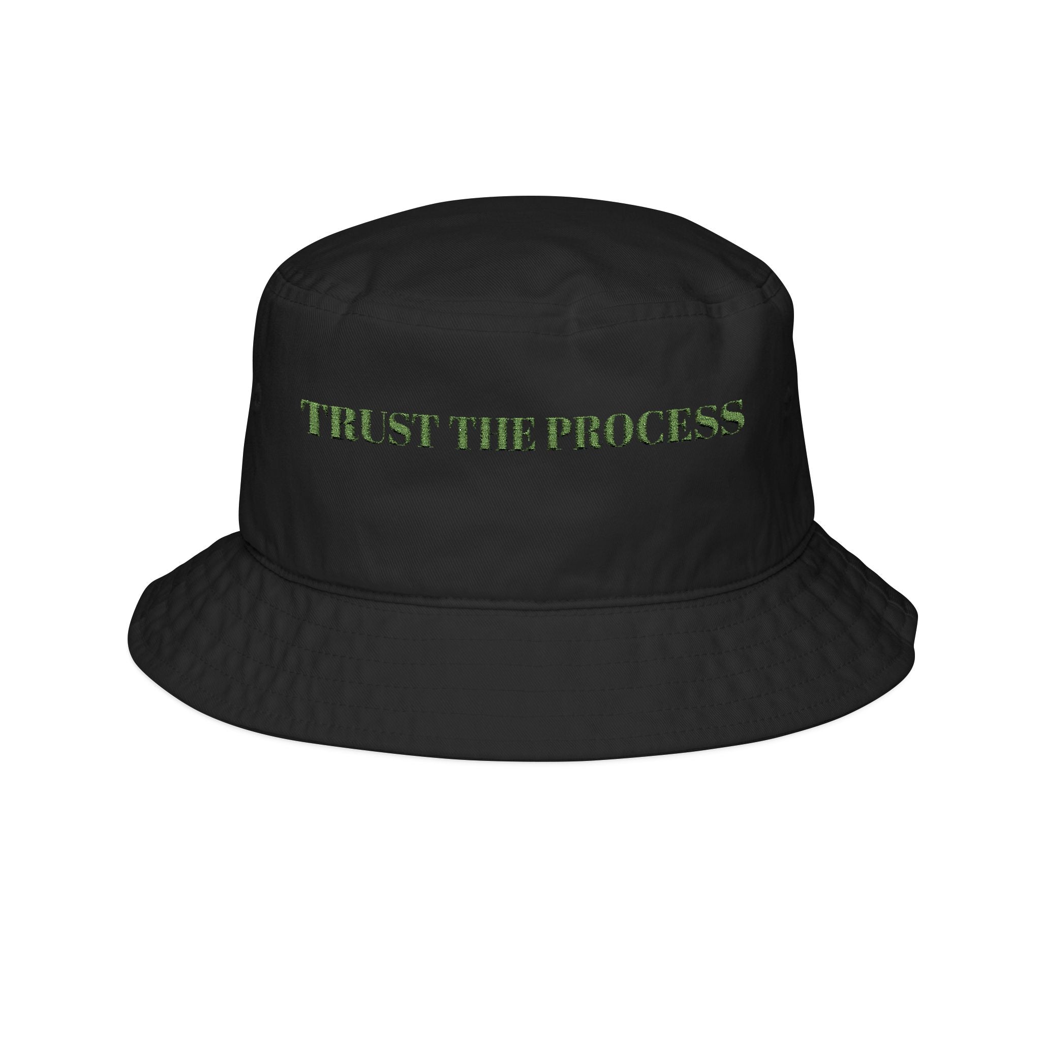 Trust the Process Bucket Hat - Camo Text Embroidered Streetwear Sun Hat
