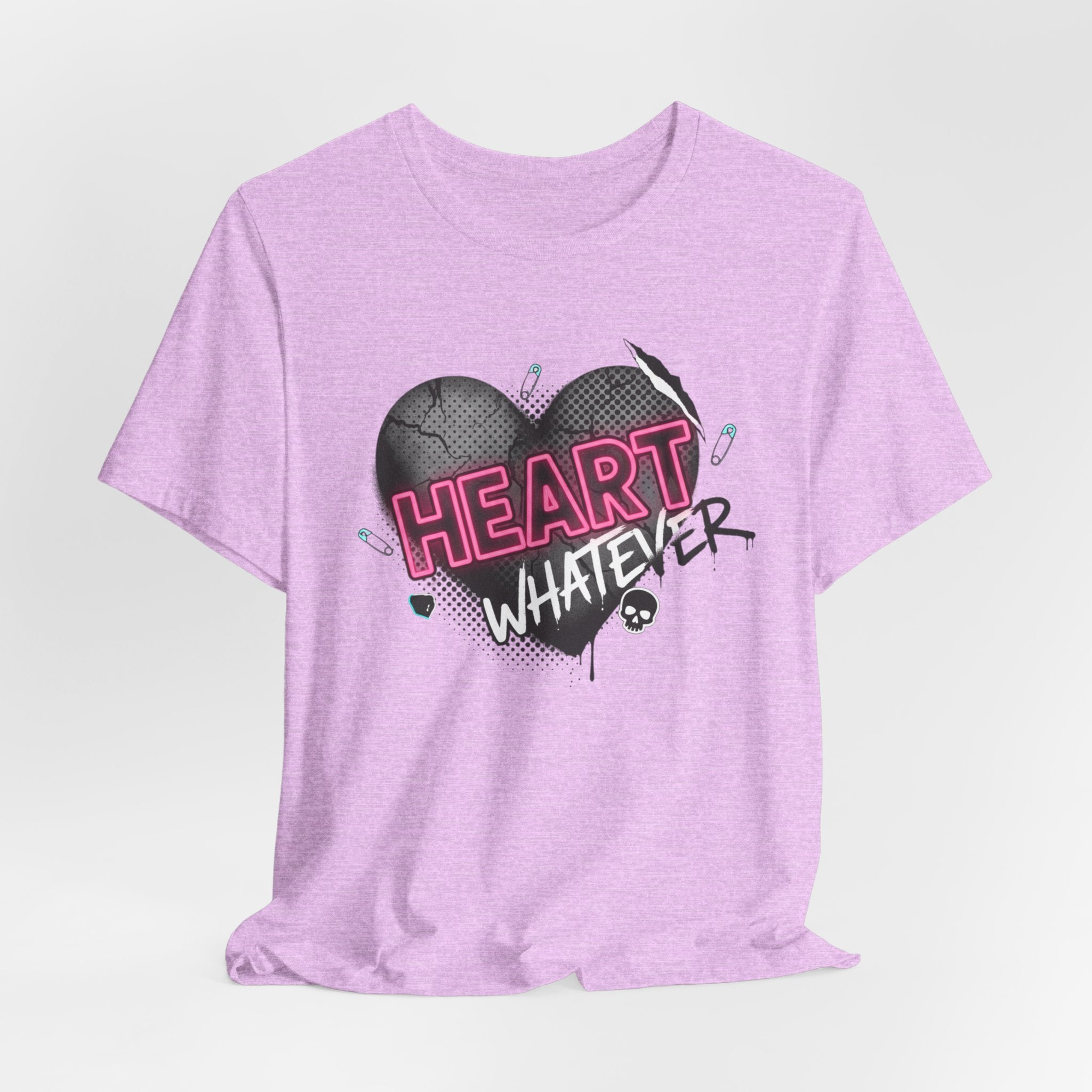 Heart Whatever T-Shirt — Edgy Pink & Black Graphic Tee