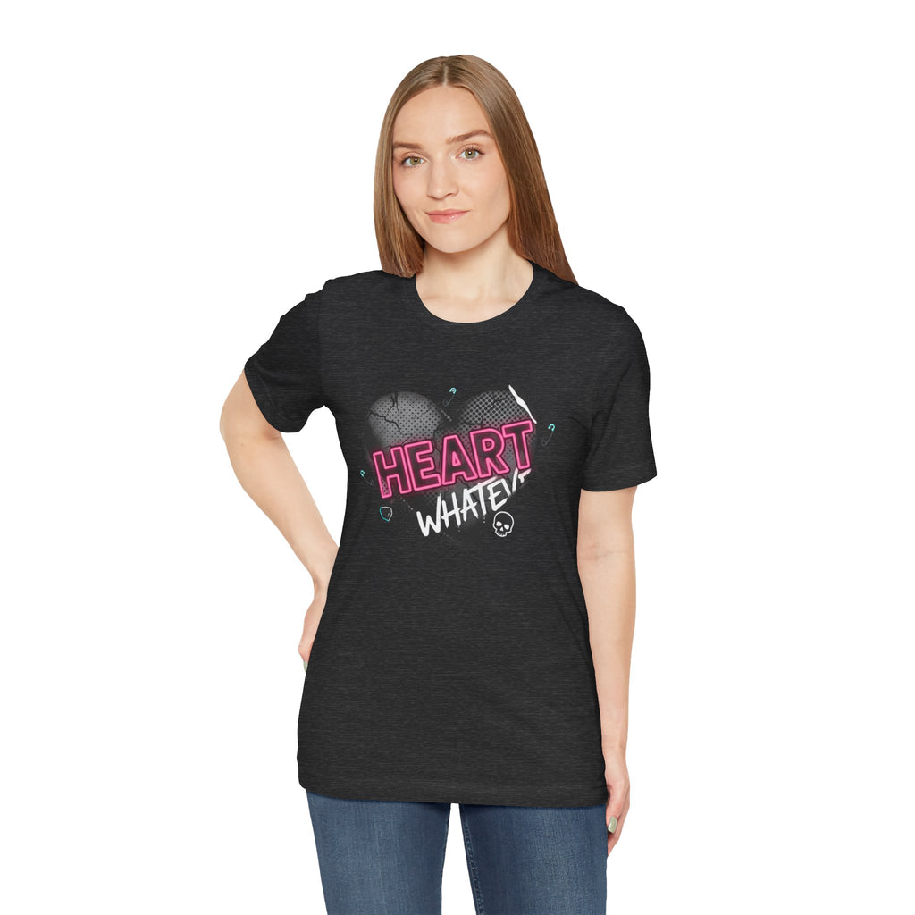 Heart Whatever T-Shirt — Edgy Pink & Black Graphic Tee