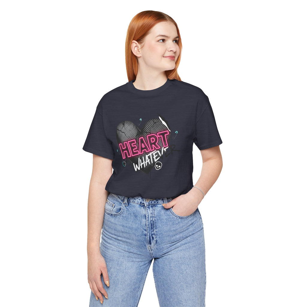 Heart Whatever T-Shirt — Edgy Pink & Black Graphic Tee