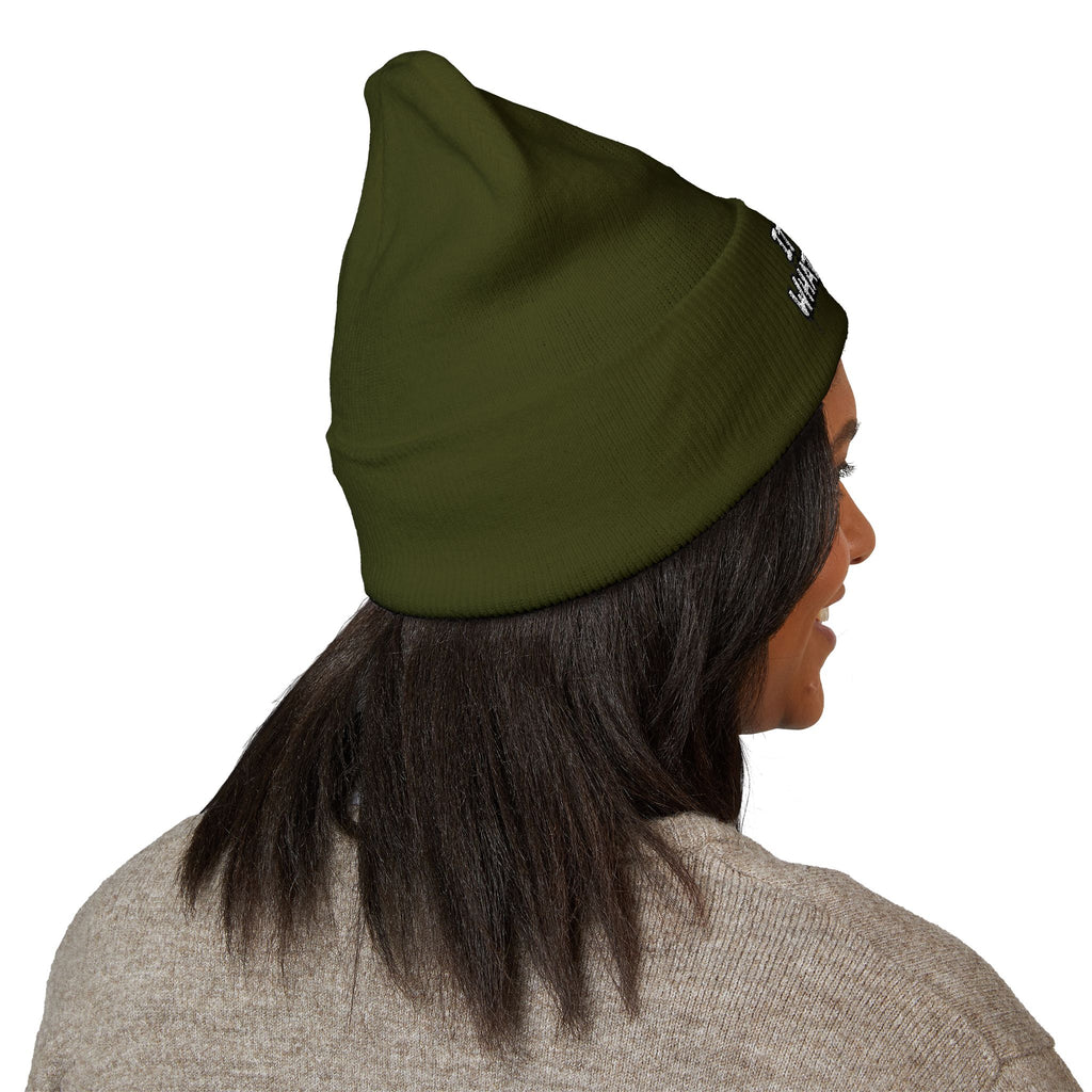 Embroidered 'It's Whatever' Beanie — Blue Butterfly Cuffed Knit Hat