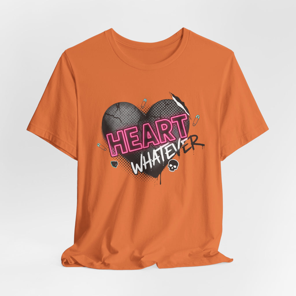 Heart Whatever T-Shirt — Edgy Pink & Black Graphic Tee