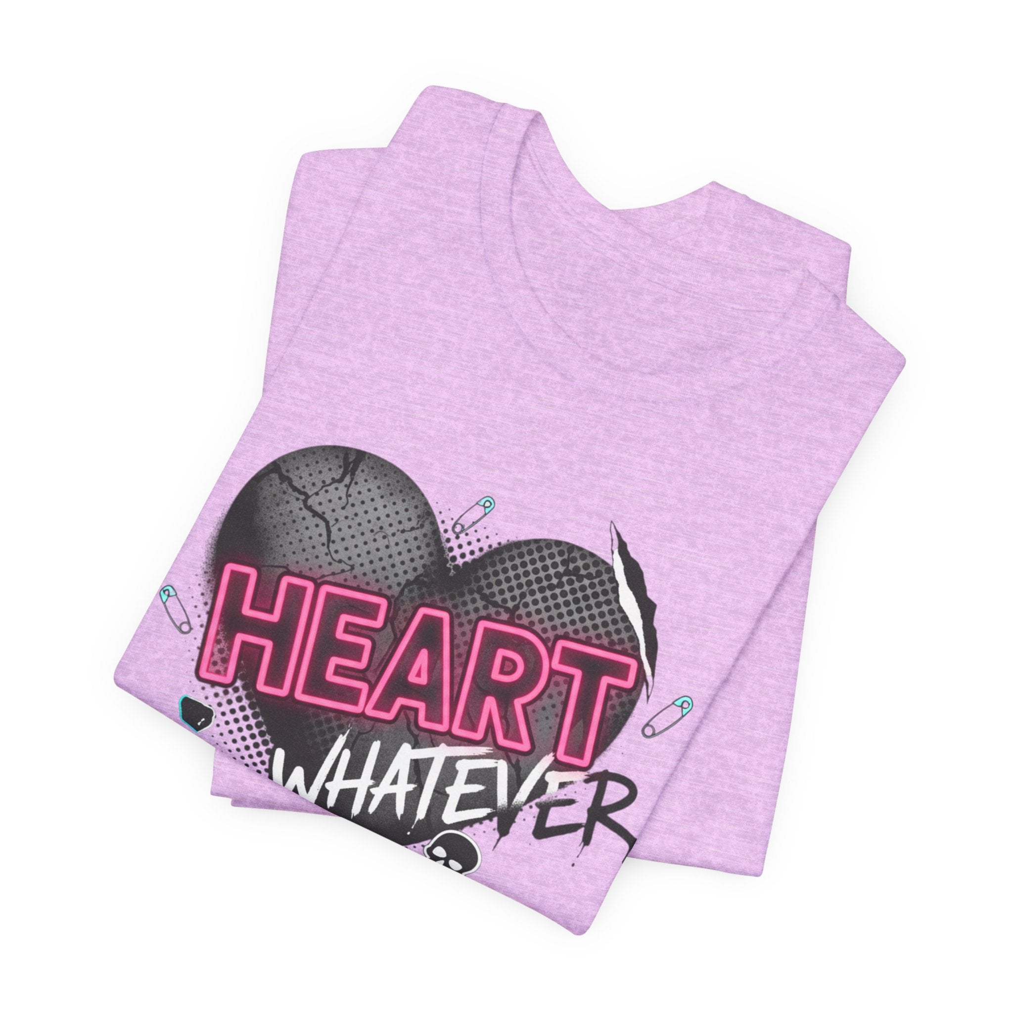 Heart Whatever T-Shirt — Edgy Pink & Black Graphic Tee