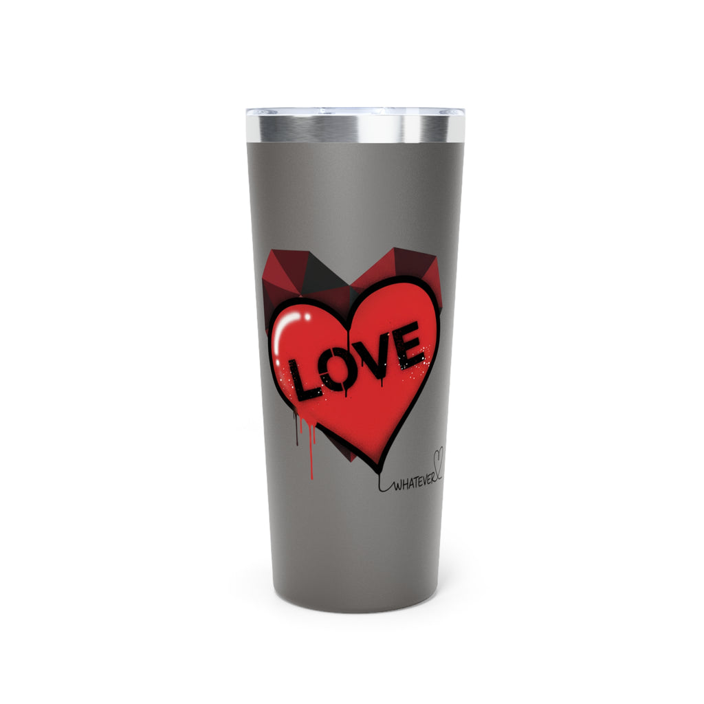 22oz Copper Insulated Tumbler - Graffiti Heart "LOVE" Travel Mug