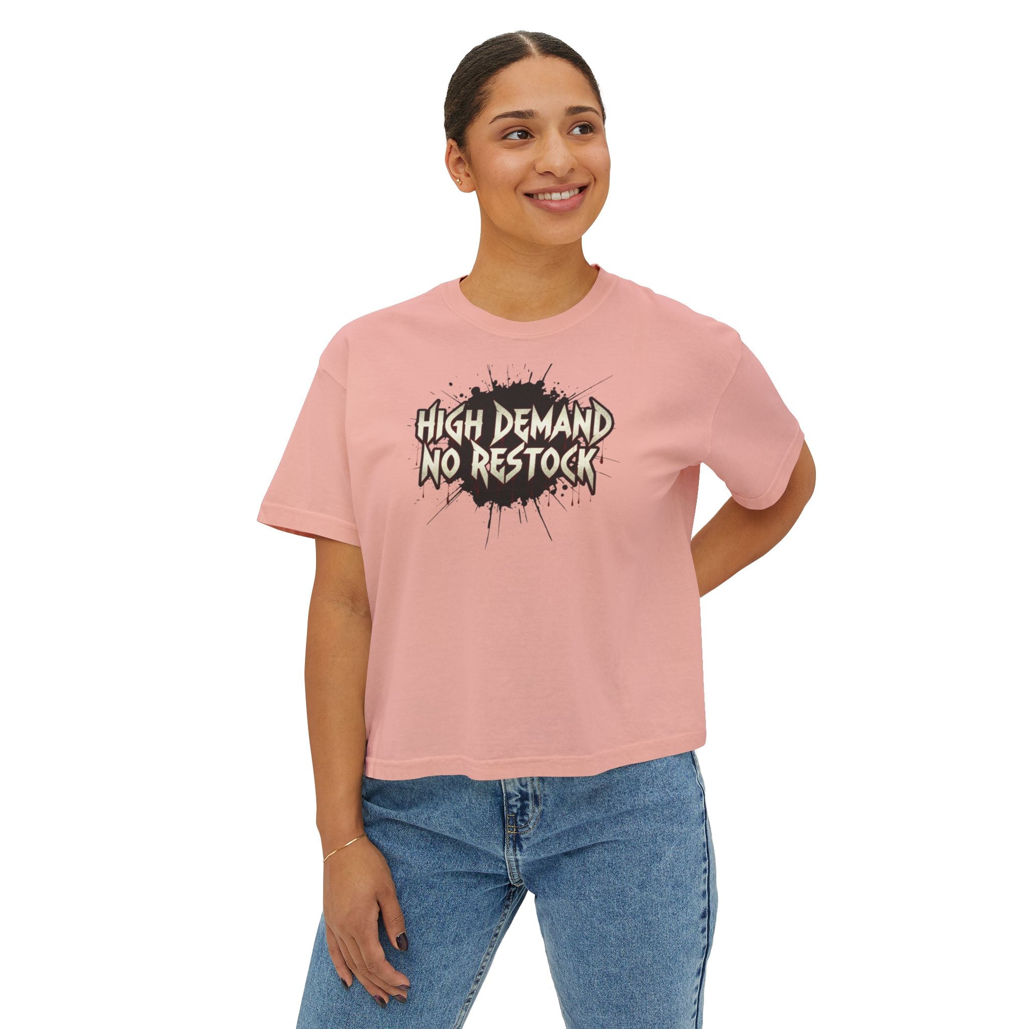 High Demand No Restock Boxy Tee — Women's Graphic Cropped T-Shirt