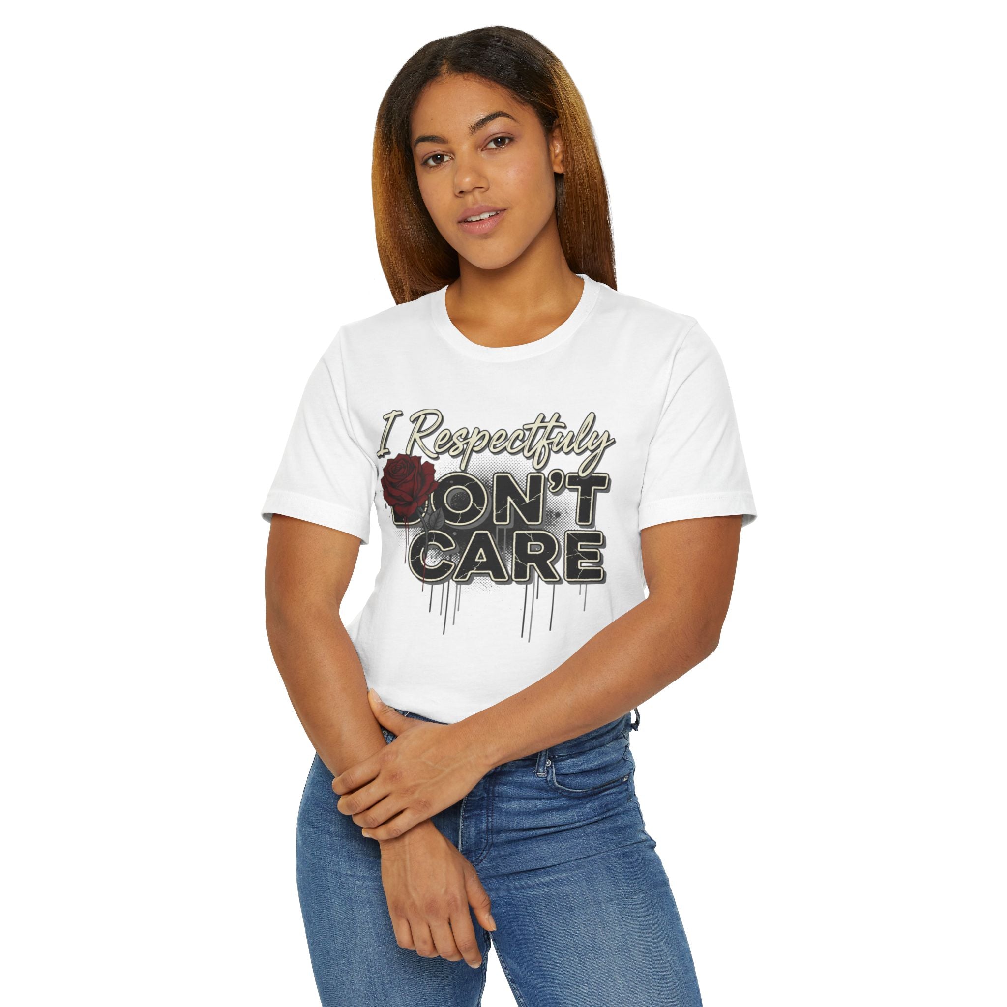 I Respectfully Don't Care Graphic Tee - Edgy Rose Streetwear T-Shirt