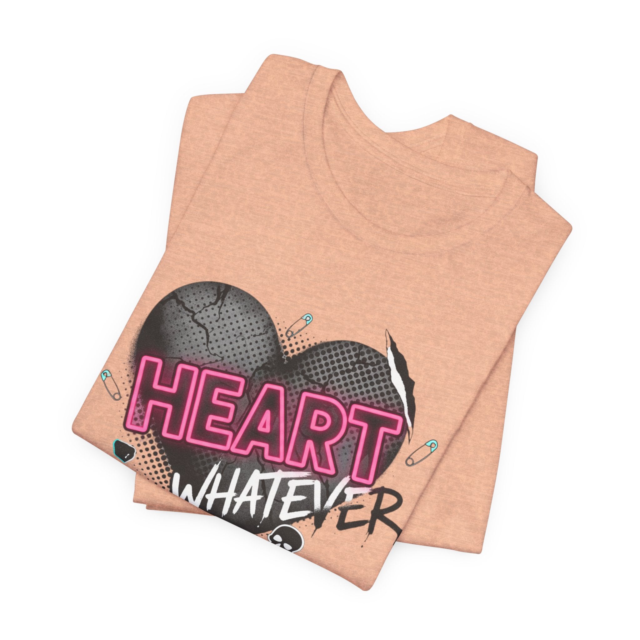 Heart Whatever T-Shirt — Edgy Pink & Black Graphic Tee