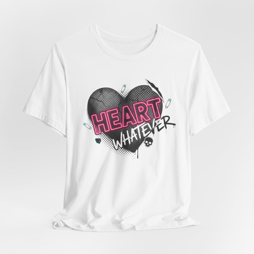 Heart Whatever T-Shirt — Edgy Pink & Black Graphic Tee