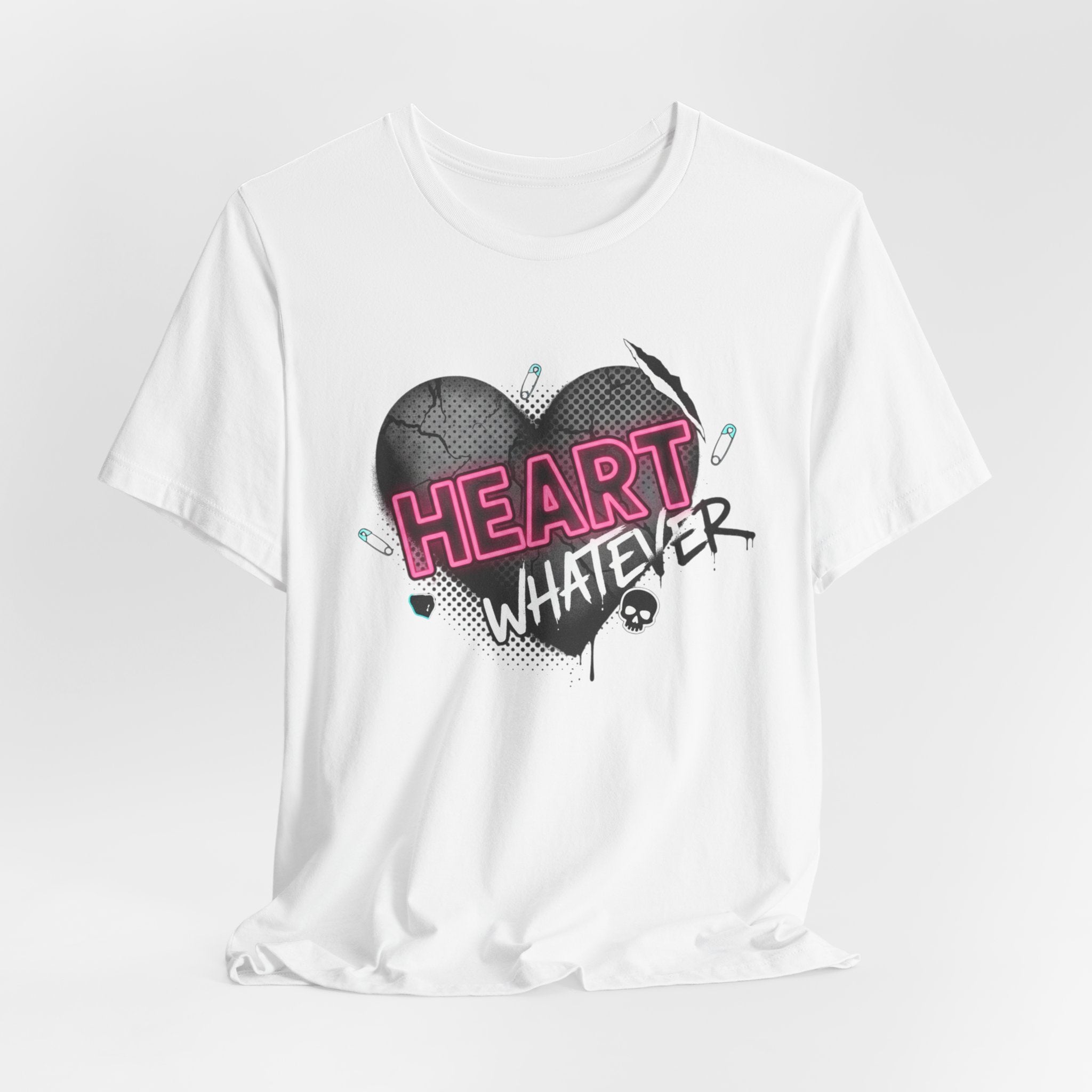 Heart Whatever T-Shirt — Edgy Pink & Black Graphic Tee