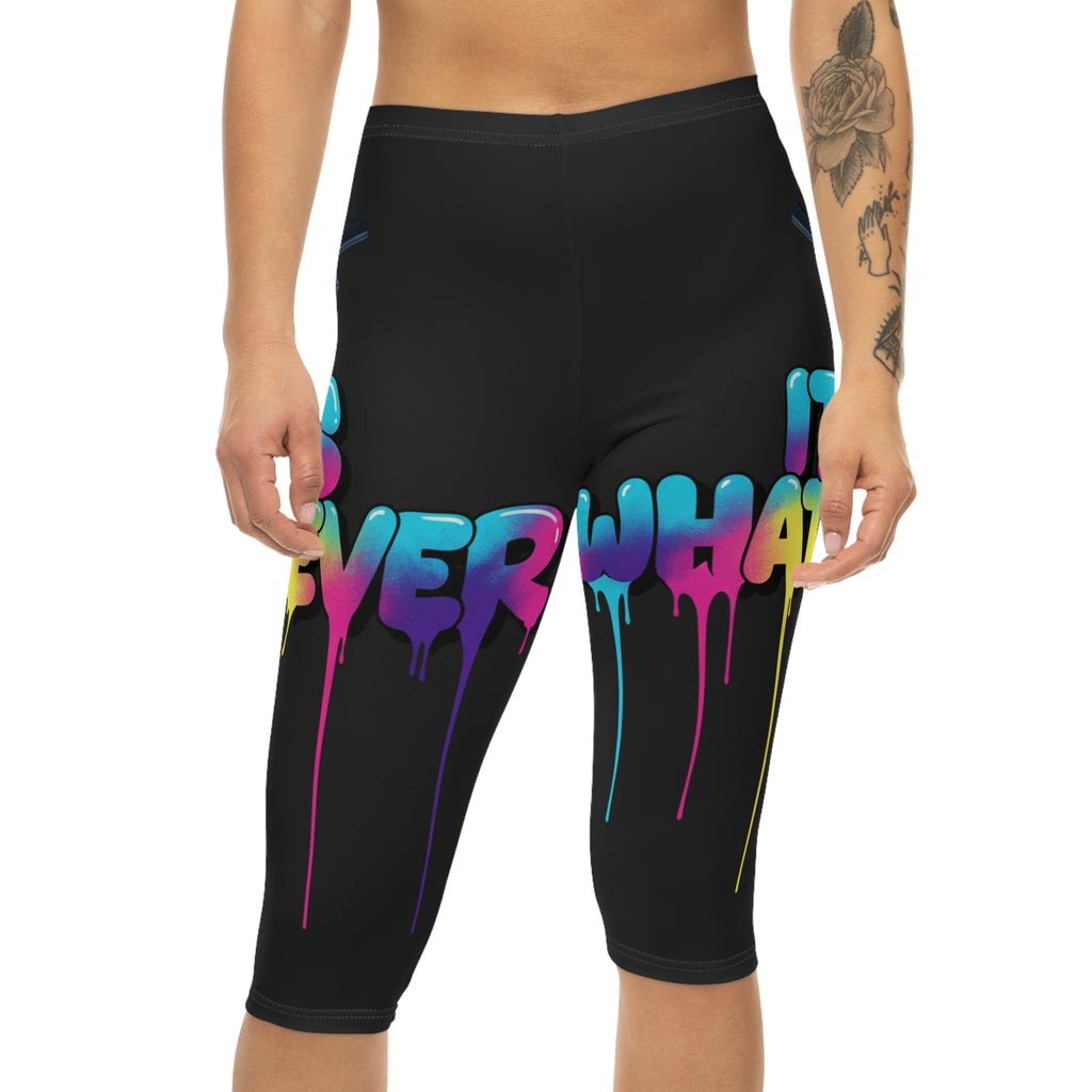 Capri Leggings — Dripping Rainbow Graffiti "Whatever It Is" Capri Leggings