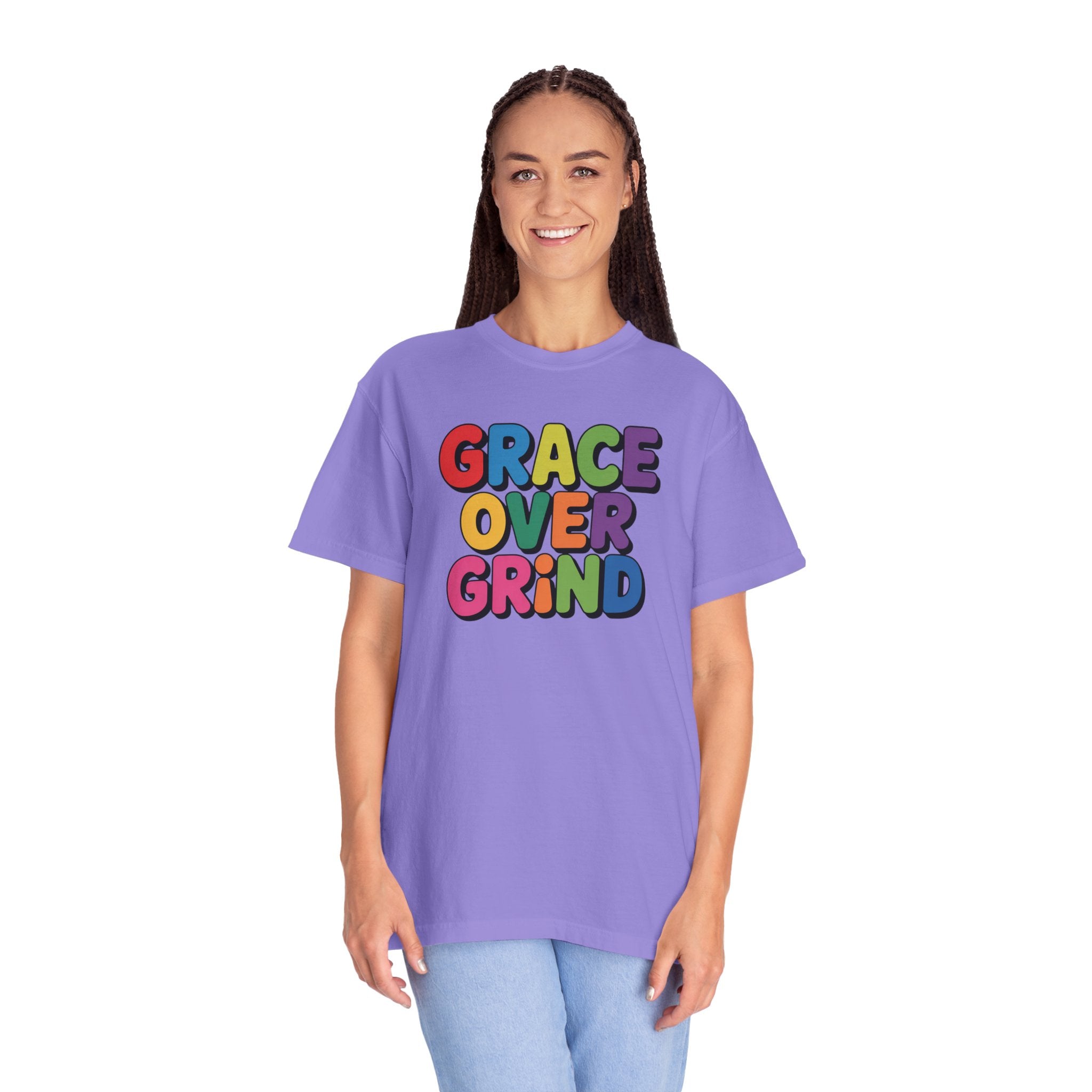 Grace Over Grind T-Shirt — Colorful Positive Faith Tee