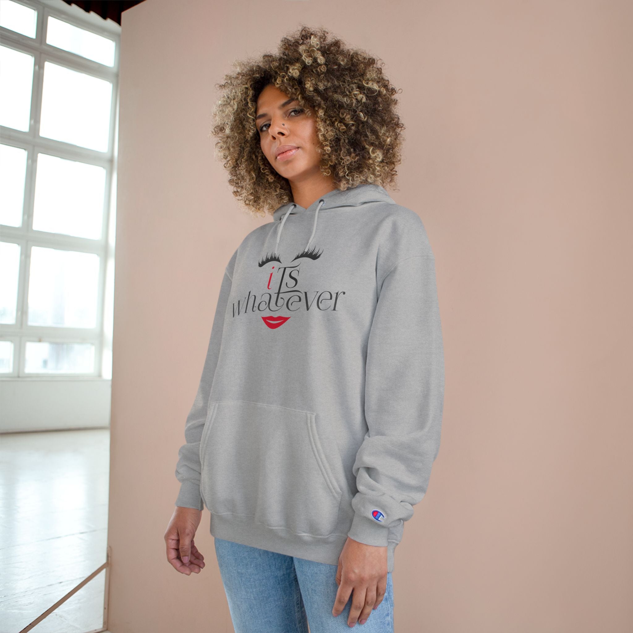Whatever Face Graphic Hoodie — "It's Whatever" Cute Lash & Lip Pullover