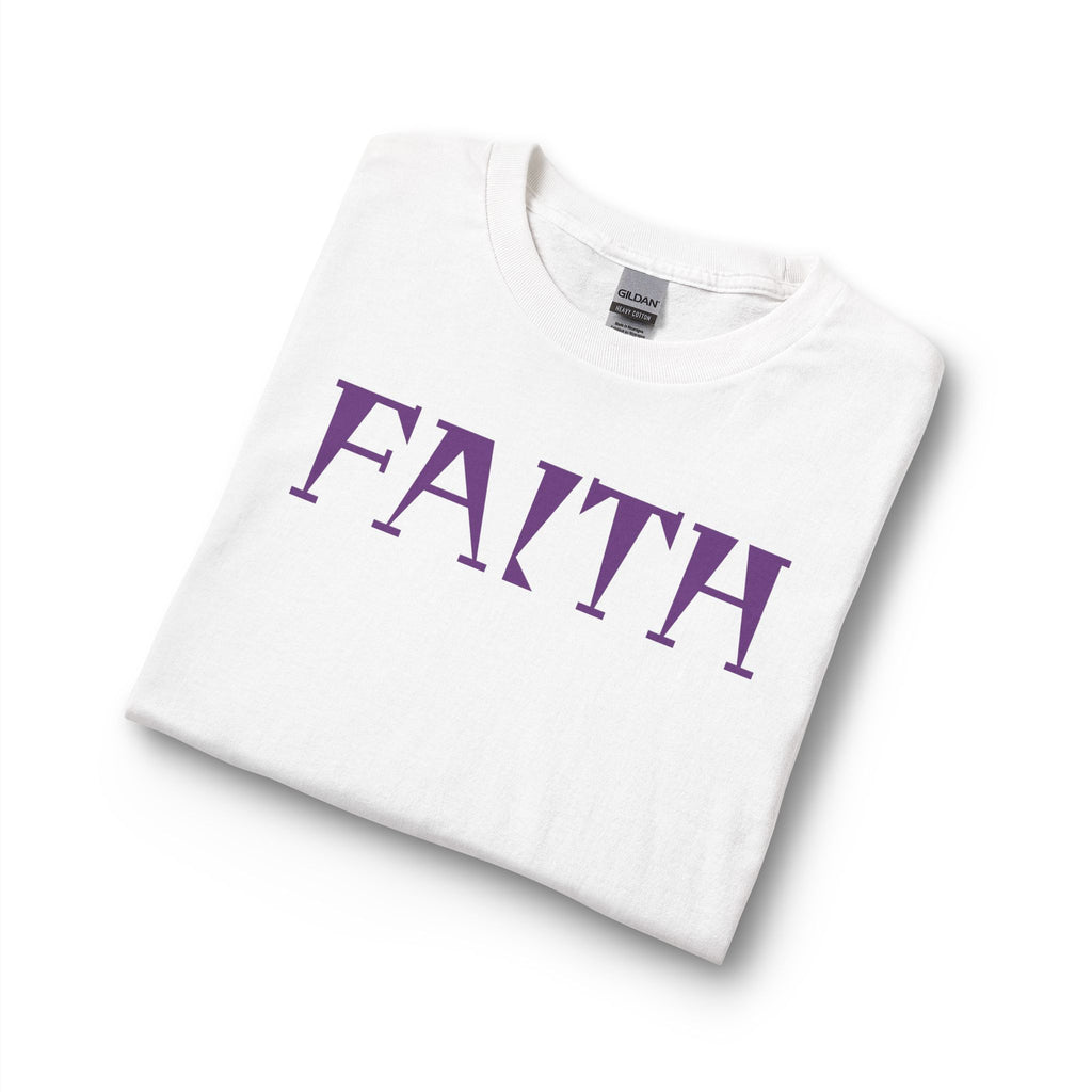Faith Long Sleeve Tee — Purple Gothic Lettering Spiritual Shirt