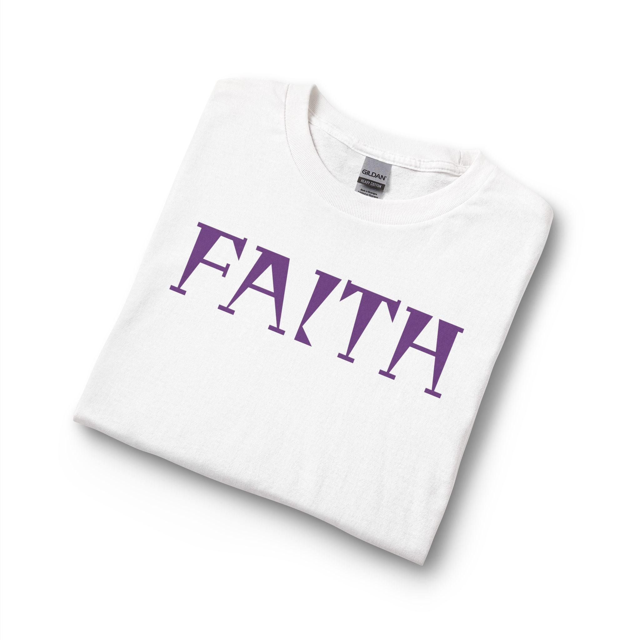 Faith Long Sleeve Tee — Purple Gothic Lettering Spiritual Shirt
