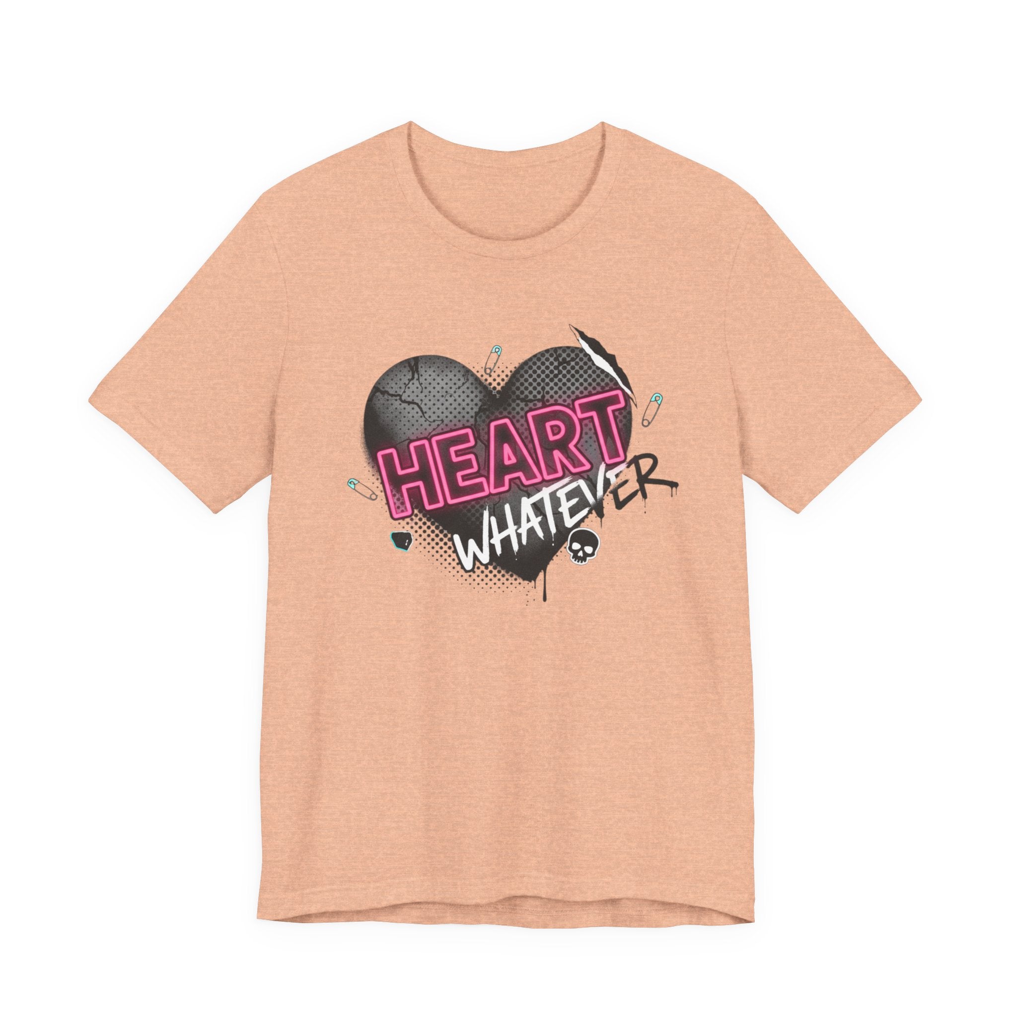 Heart Whatever T-Shirt — Edgy Pink & Black Graphic Tee