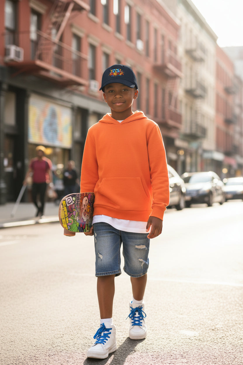 Graffiti Drip Youth Baseball Cap — Embroidered Kids Street Style Hat