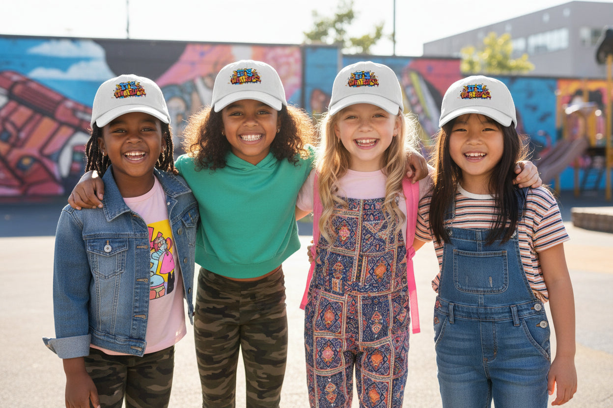 Graffiti Drip Youth Baseball Cap — Embroidered Kids Street Style Hat