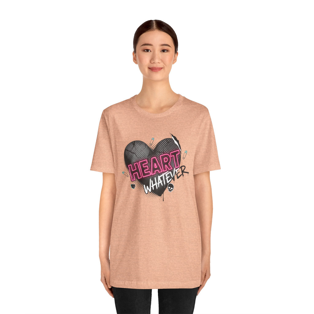 Heart Whatever T-Shirt — Edgy Pink & Black Graphic Tee
